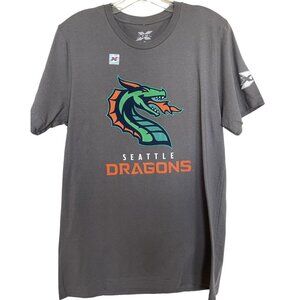 XFL Seattle Dragons T-Shirt Mens Size Medium M Gray Short‎ Sleeve Football